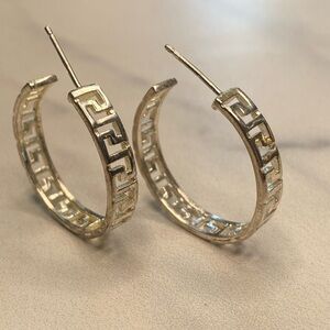 Greek key hope stud earrings 925‎ sterling silver